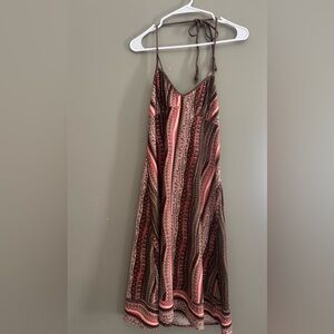 BCBGMaxAzria Brown and Pink Striped Halter Dress
